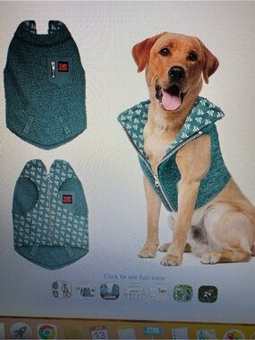 Tuff Pupper NWT Fleece Dog Sweater Vest Zip Closure in Blue. Washable. Large